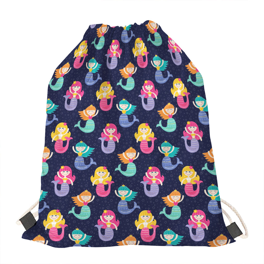 Colorful Mermaid Pattern Print Drawstring Bag