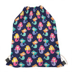 Colorful Mermaid Pattern Print Drawstring Bag