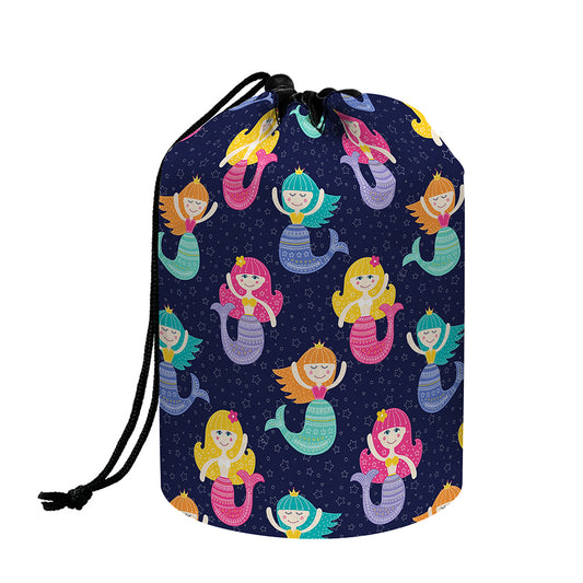 Colorful Mermaid Pattern Print Drawstring Makeup Bag