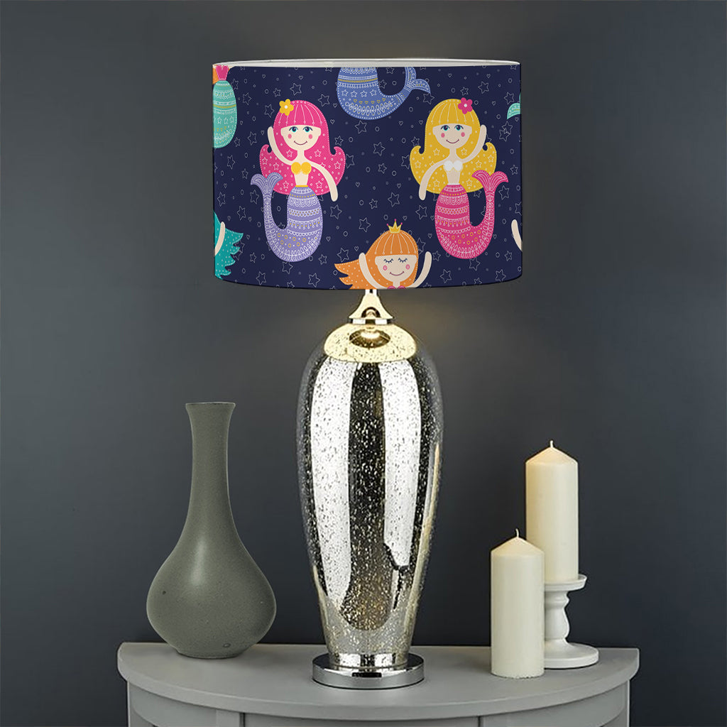 Colorful Mermaid Pattern Print Drum Lamp Shade