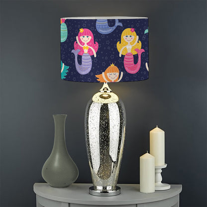 Colorful Mermaid Pattern Print Drum Lamp Shade