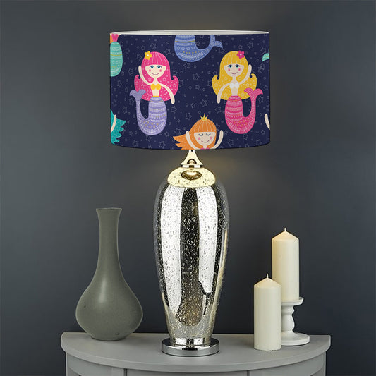 Colorful Mermaid Pattern Print Drum Lamp Shade