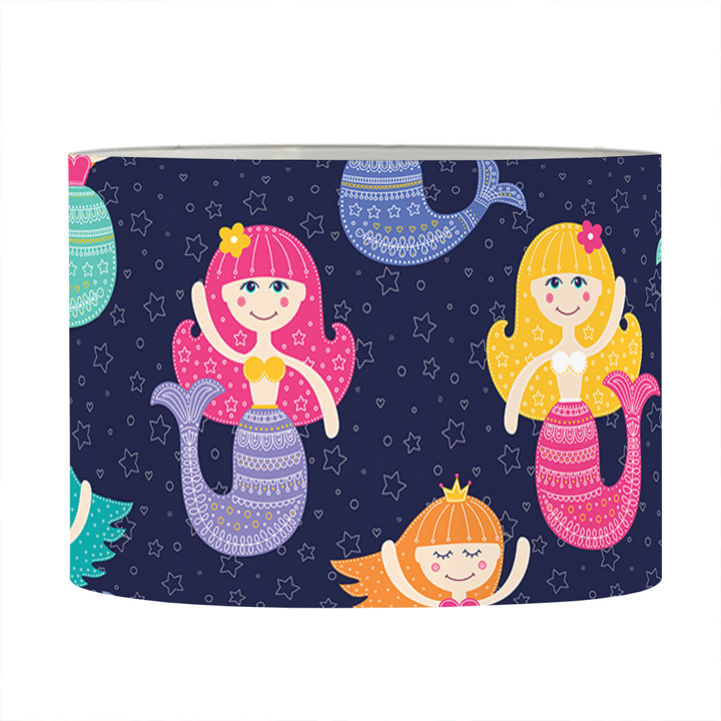 Colorful Mermaid Pattern Print Drum Lamp Shade