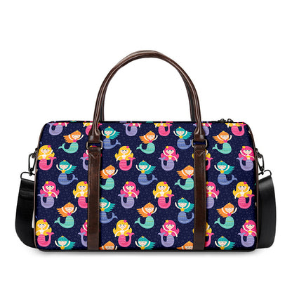 Colorful Mermaid Pattern Print Duffle Bag
