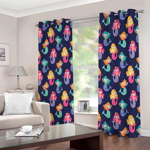 Colorful Mermaid Pattern Print Extra Wide Grommet Curtains