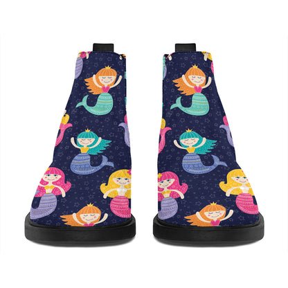 Colorful Mermaid Pattern Print Flat Ankle Boots