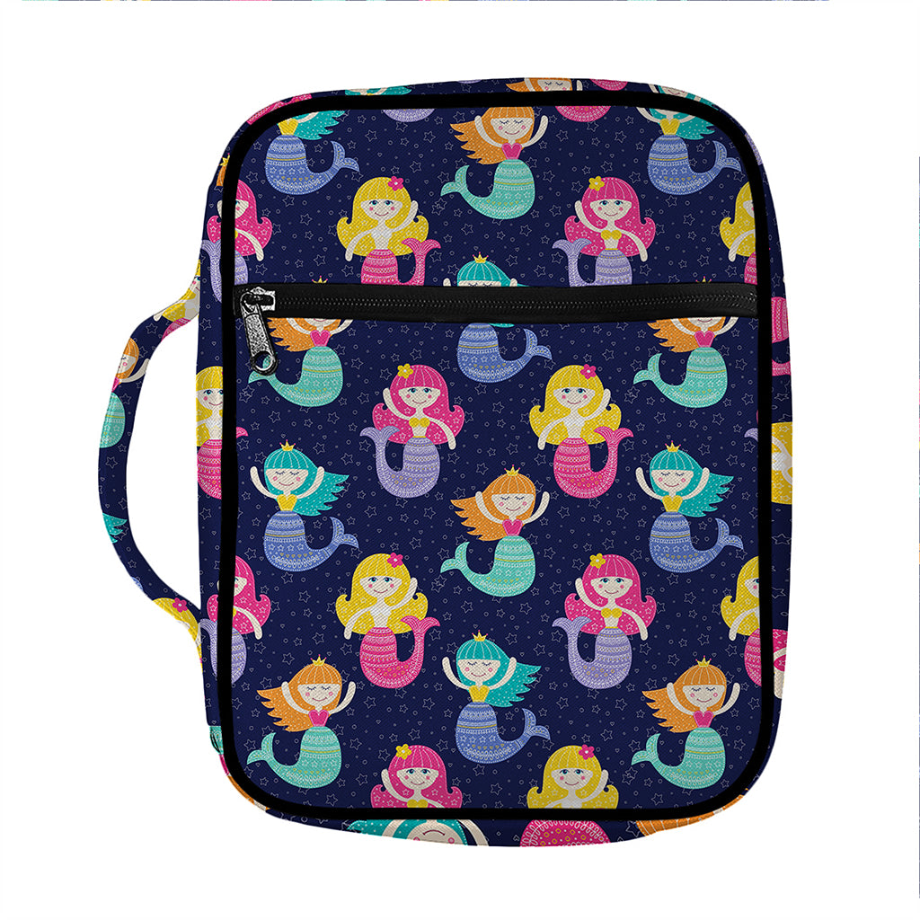 Colorful Mermaid Pattern Print Front Pocket Bible Bag