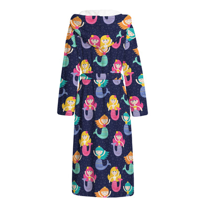 Colorful Mermaid Pattern Print Hooded Bathrobe