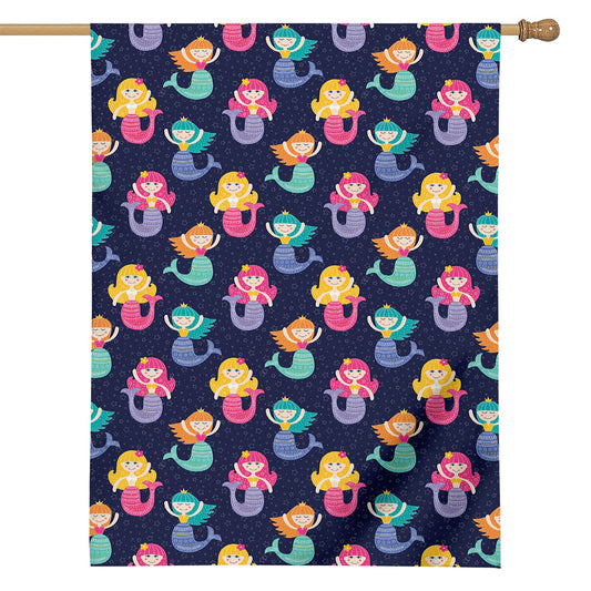 Colorful Mermaid Pattern Print House Flag
