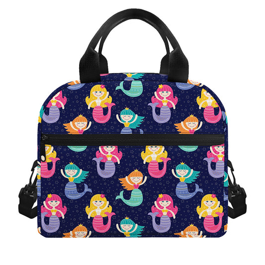 Colorful Mermaid Pattern Print Insulated Lunch Bag