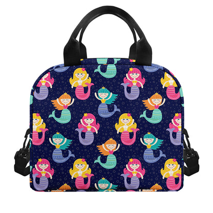 Colorful Mermaid Pattern Print Insulated Lunch Bag