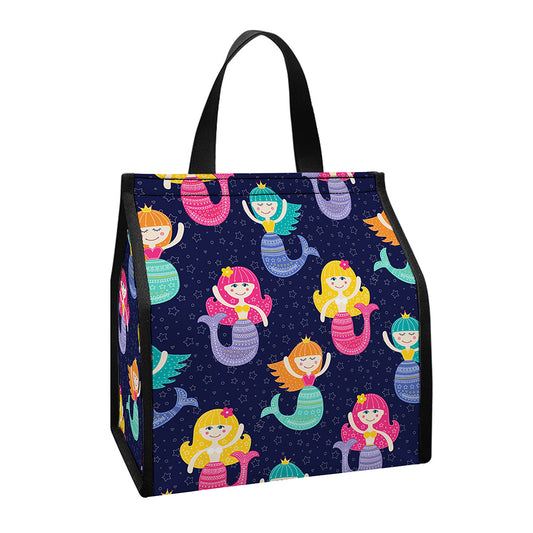 Colorful Mermaid Pattern Print Insulated Lunch Tote