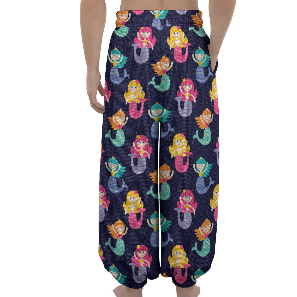 Colorful Mermaid Pattern Print Lantern Pants