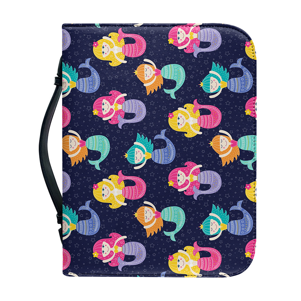 Colorful Mermaid Pattern Print Leather Bible Cover