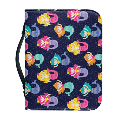 Colorful Mermaid Pattern Print Leather Bible Cover