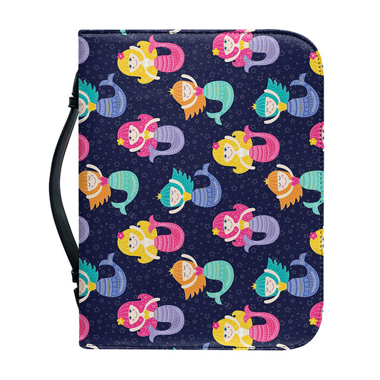 Colorful Mermaid Pattern Print Leather Bible Cover