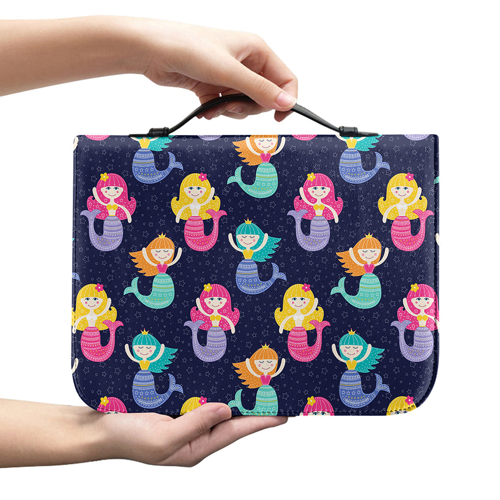 Colorful Mermaid Pattern Print Leather Bible Cover