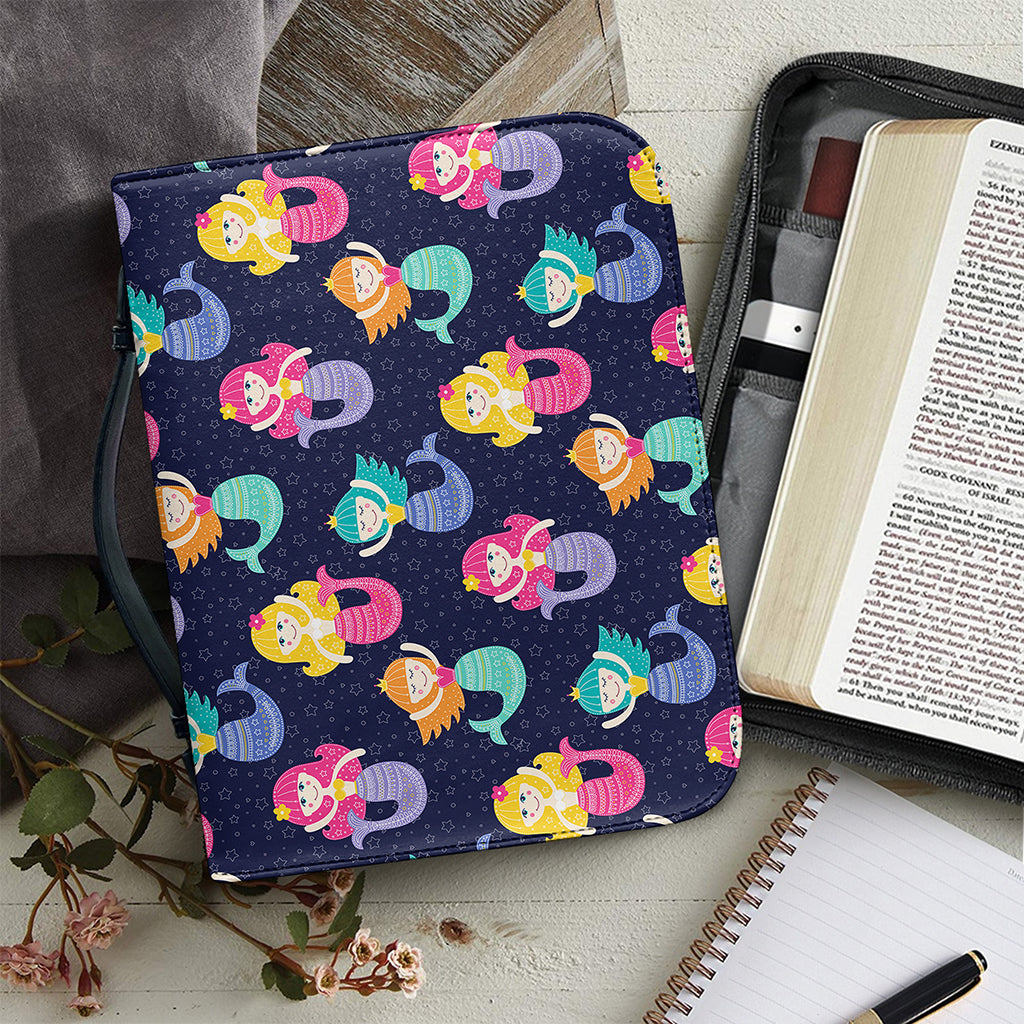 Colorful Mermaid Pattern Print Leather Bible Cover