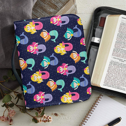 Colorful Mermaid Pattern Print Leather Bible Cover