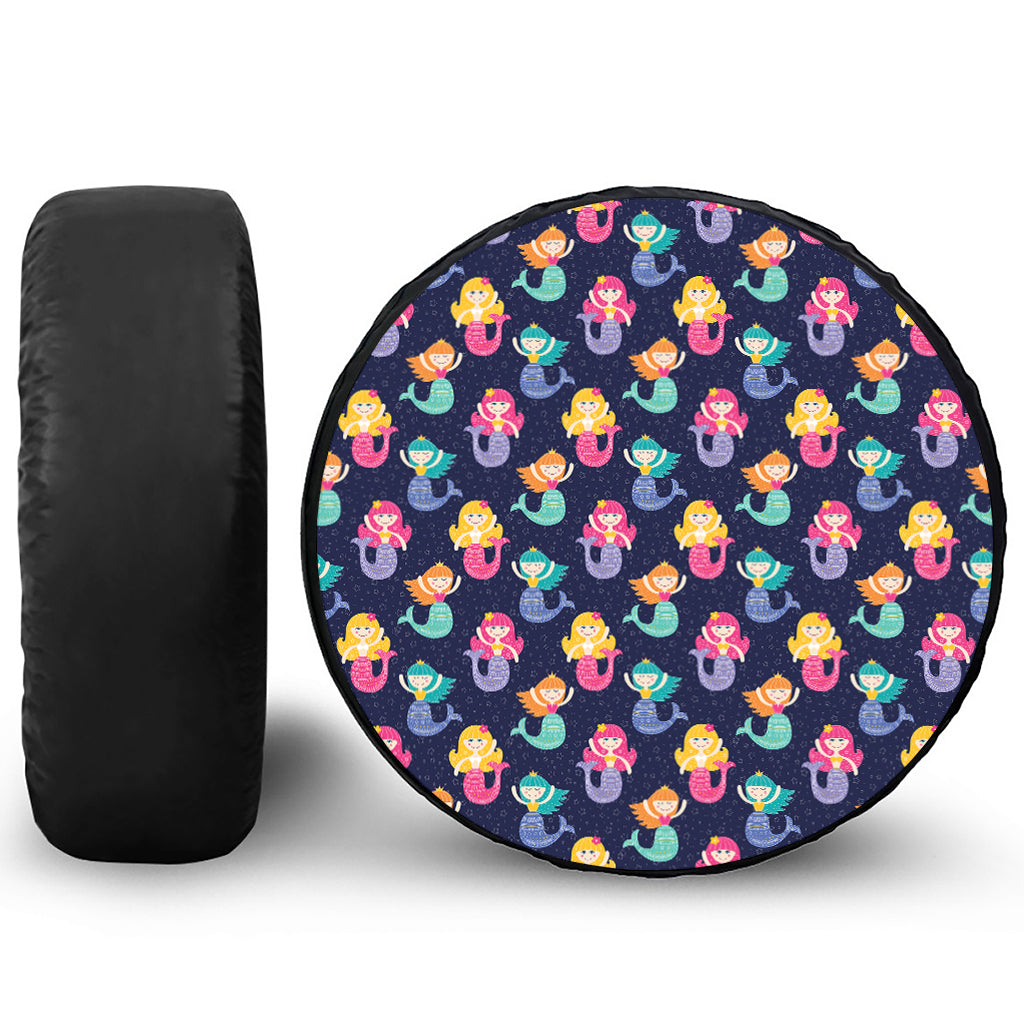 Colorful Mermaid Pattern Print Leather Spare Tire Cover