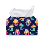 Colorful Mermaid Pattern Print Leather Tissue Box Cover