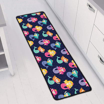 Colorful Mermaid Pattern Print Long Kitchen Mat