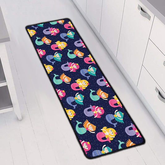 Colorful Mermaid Pattern Print Long Kitchen Mat