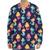 Colorful Mermaid Pattern Print Long Sleeve Baseball Jersey