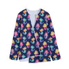 Colorful Mermaid Pattern Print Long Sleeve Short Coat