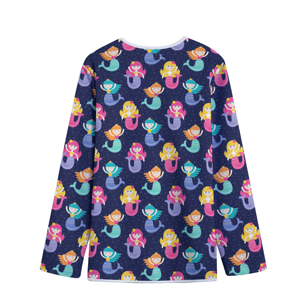 Colorful Mermaid Pattern Print Long Sleeve Short Coat