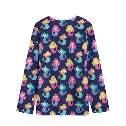 Colorful Mermaid Pattern Print Long Sleeve Short Coat