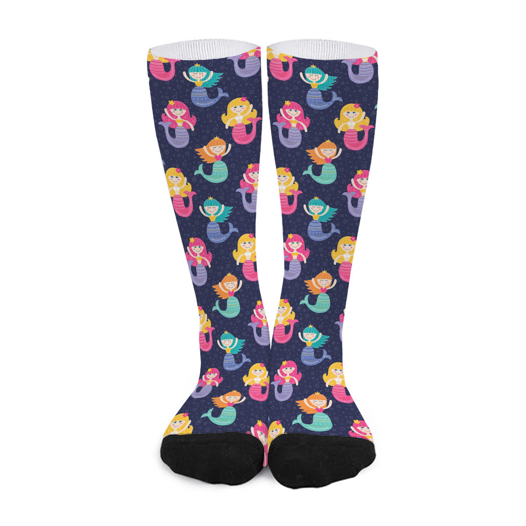 Colorful Mermaid Pattern Print Long Socks