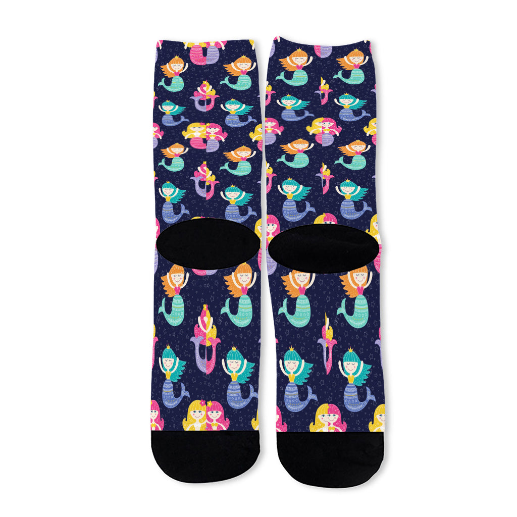 Colorful Mermaid Pattern Print Long Socks