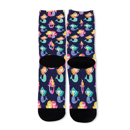 Colorful Mermaid Pattern Print Long Socks