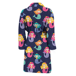 Colorful Mermaid Pattern Print Men's Bathrobe