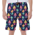 Colorful Mermaid Pattern Print Men's Beach Shorts