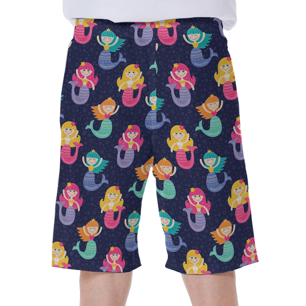 Colorful Mermaid Pattern Print Men's Beach Shorts