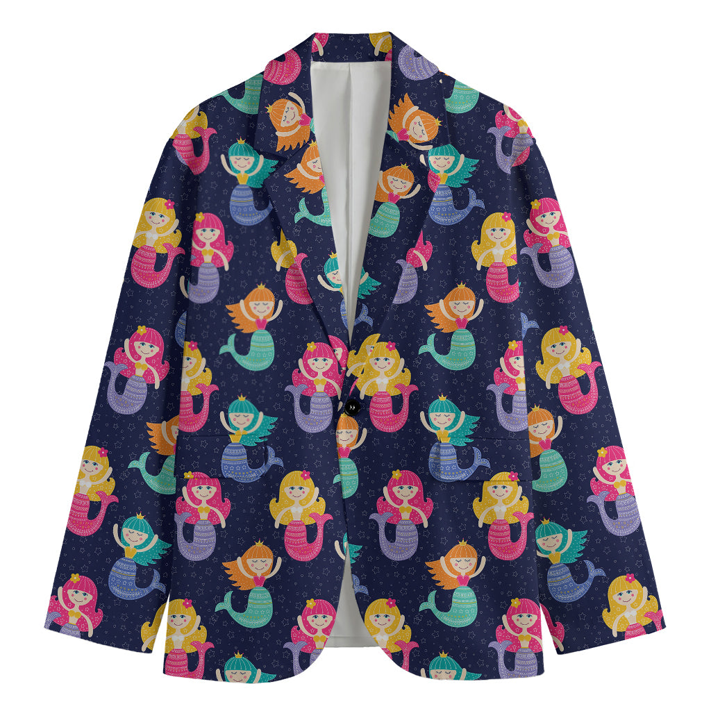 Colorful Mermaid Pattern Print Men's Blazer