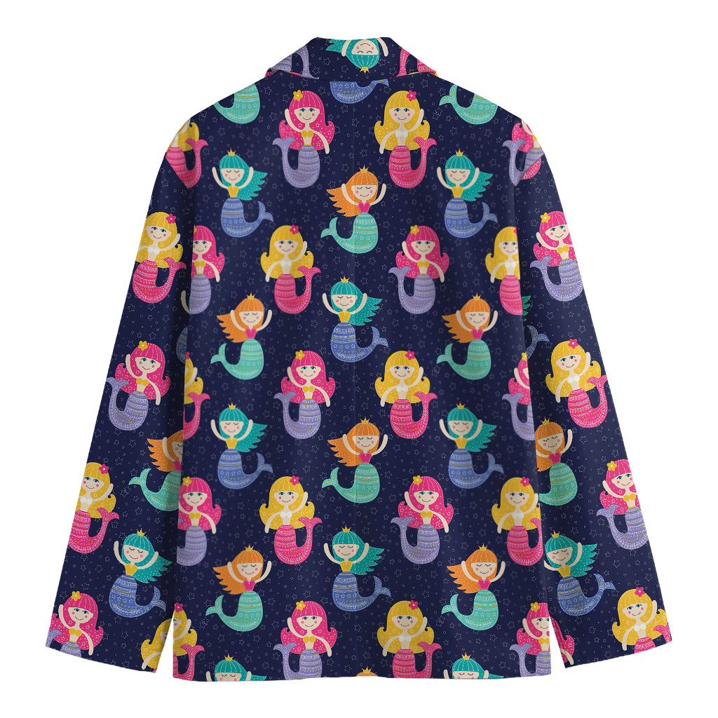Colorful Mermaid Pattern Print Men's Blazer