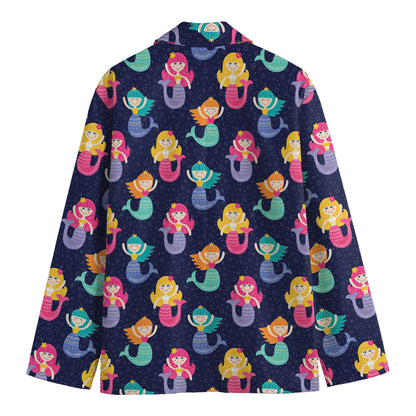 Colorful Mermaid Pattern Print Men's Blazer