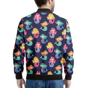 Colorful Mermaid Pattern Print Men's Bomber Jacket