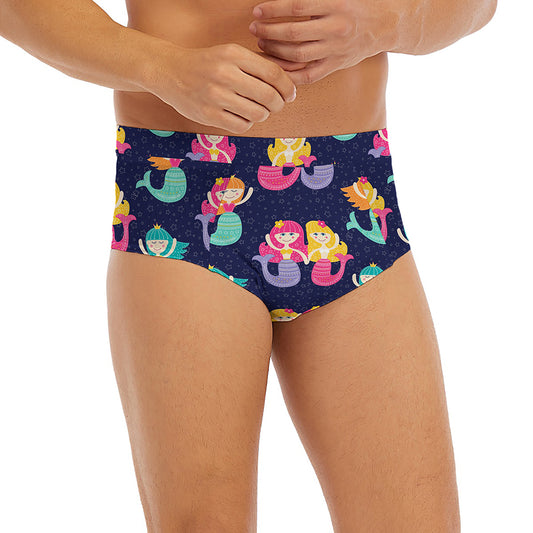 Colorful Mermaid Pattern Print Men's Briefs