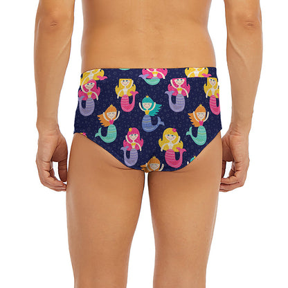 Colorful Mermaid Pattern Print Men's Briefs