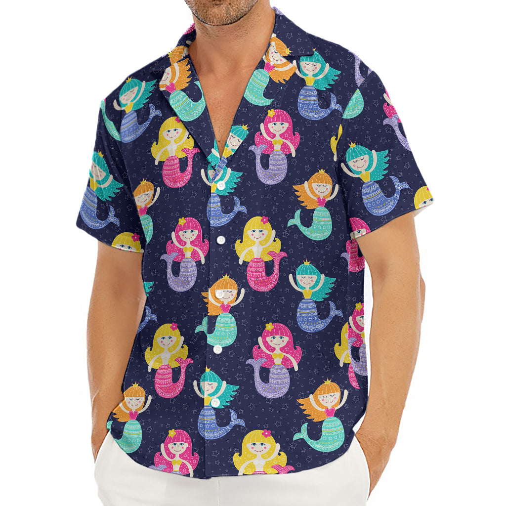 Colorful Mermaid Pattern Print Men's Deep V-Neck Shirt