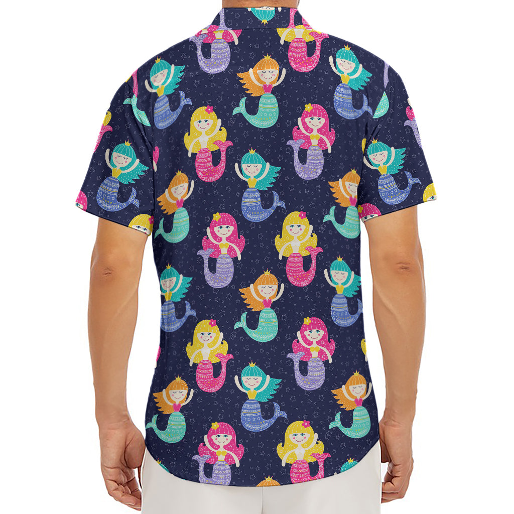Colorful Mermaid Pattern Print Men's Deep V-Neck Shirt