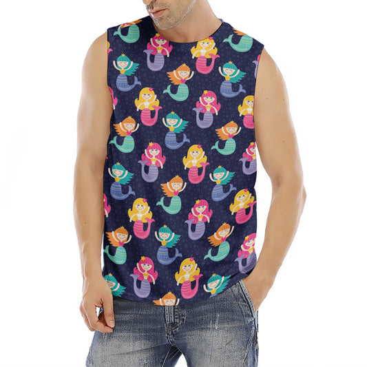 Colorful Mermaid Pattern Print Men's Fitness Tank Top