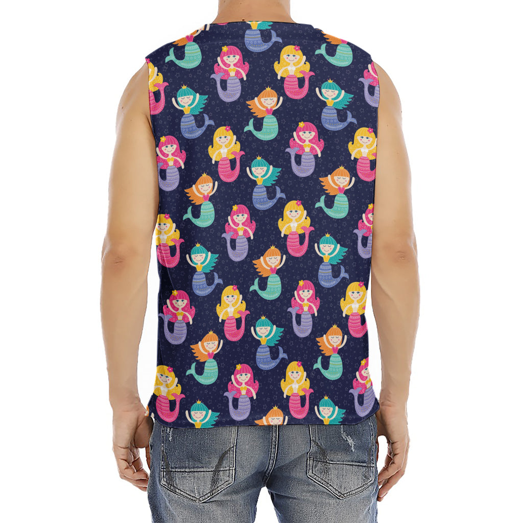 Colorful Mermaid Pattern Print Men's Fitness Tank Top