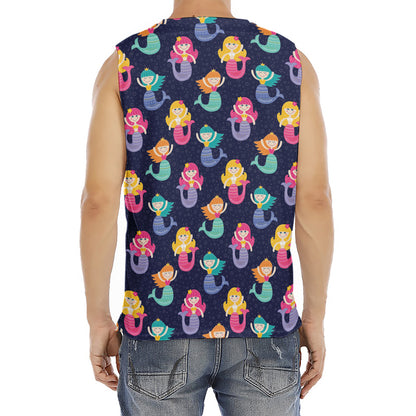 Colorful Mermaid Pattern Print Men's Fitness Tank Top