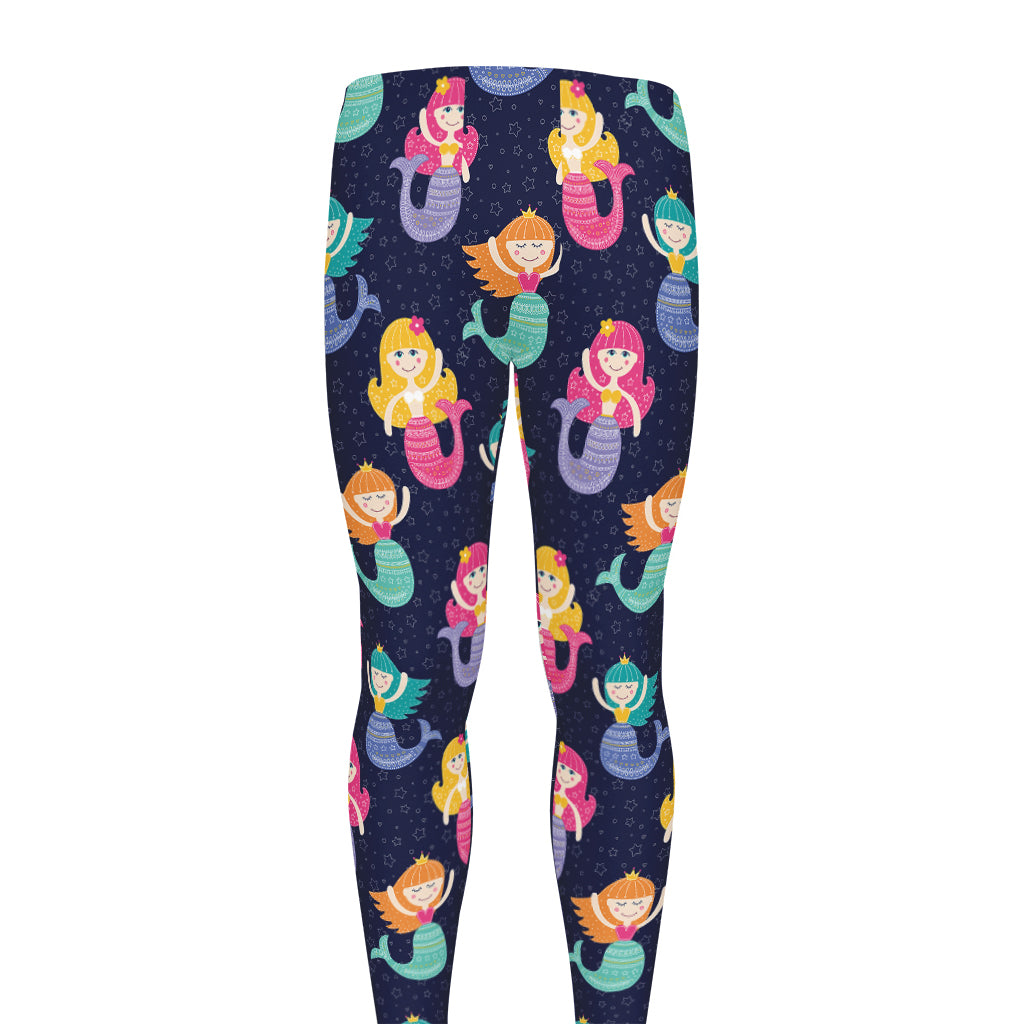 Colorful Mermaid Pattern Print Men's leggings