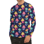 Colorful Mermaid Pattern Print Men's Long Sleeve Rash Guard